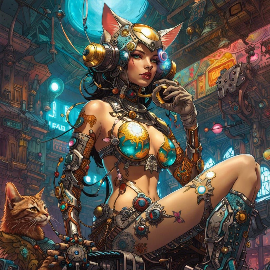 Cyborg cat girl