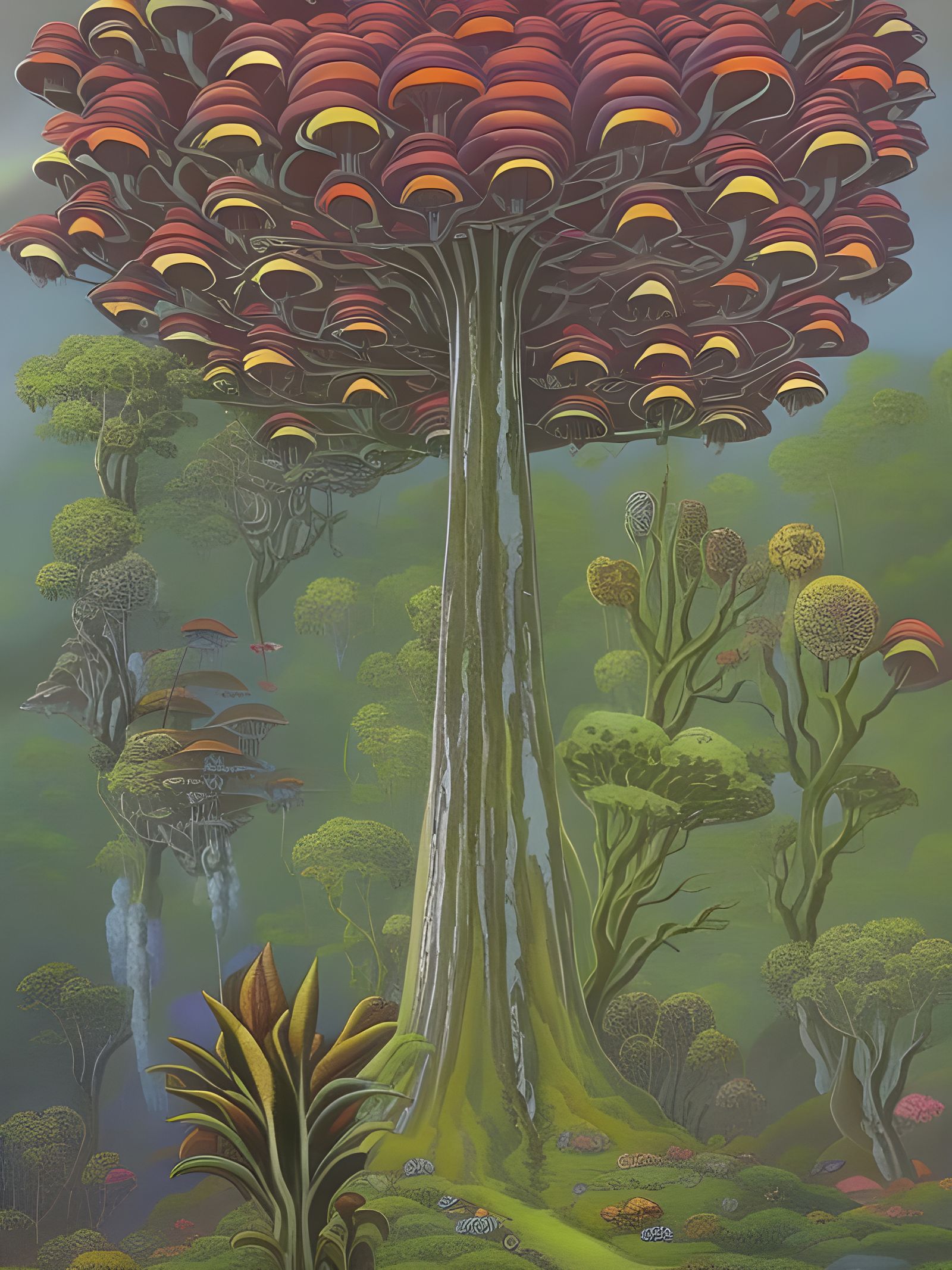 Colorful Mushroom Forest in Dark Fantasy Style