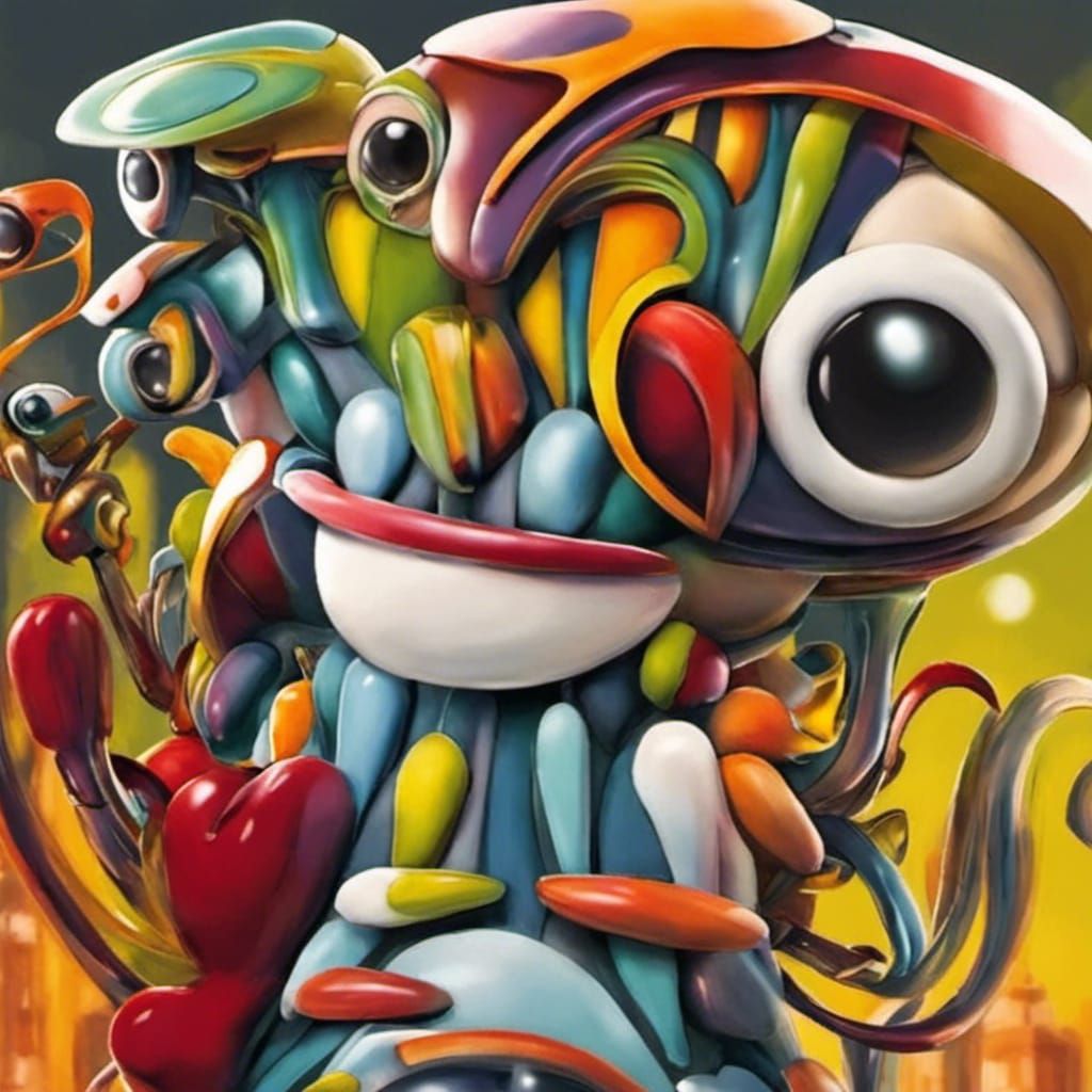 Futuristic Cityscape with Alien Inhabitants in Vivid Color