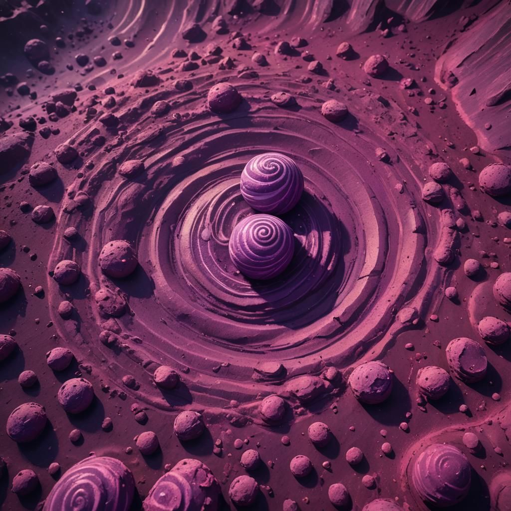 Purple Candy on Asteroid: Vibrant Fantasy Concept Art