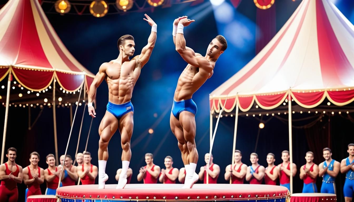 Circus Gymnasts Balancing Act: Professional Photography