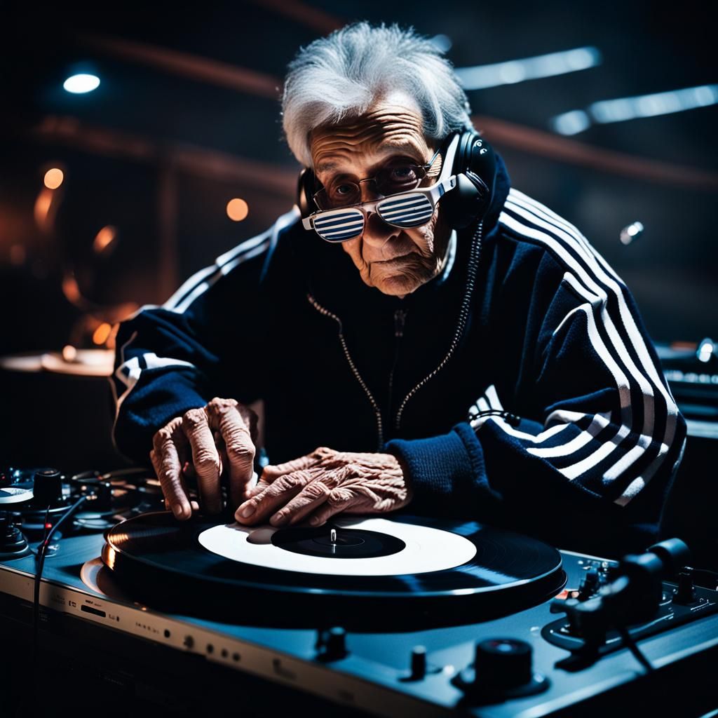 DJ Grandma Rocks the Vinyl Records