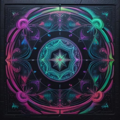 Cosmic Cityscape in Vibrant Mixed Media Style