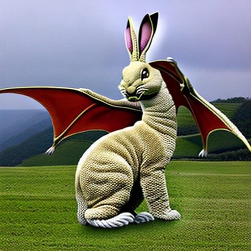 Photorealistic Dragon Bunny Hybrid Creature