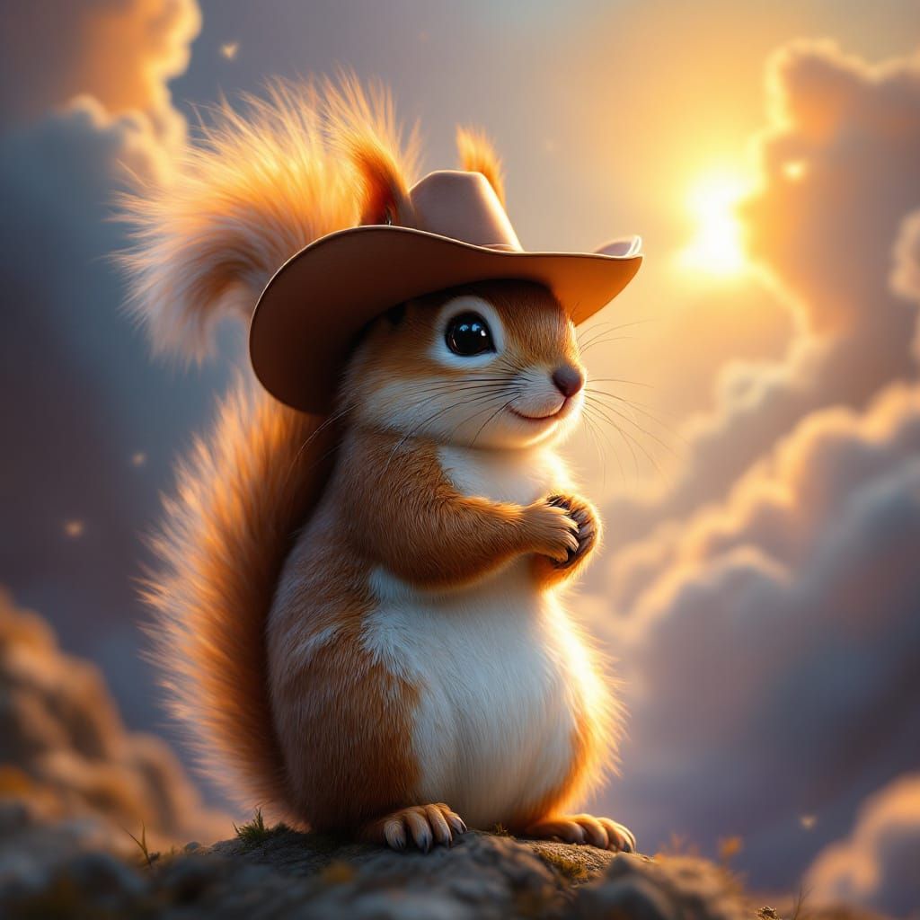 Squirrel Cowboy Hat in Heaven