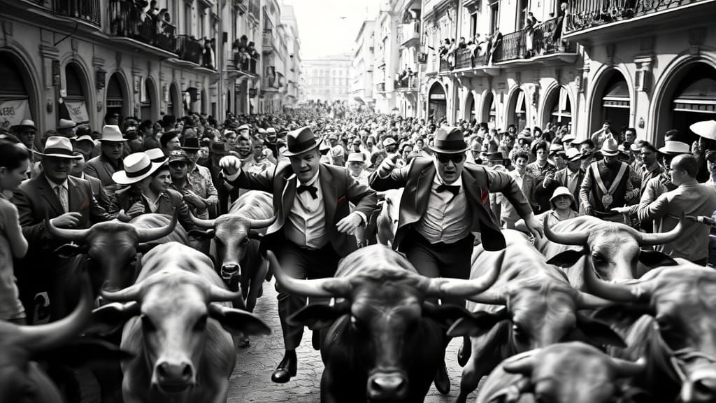 Laurel and Hardy Run From Bulls: Silent Film Era