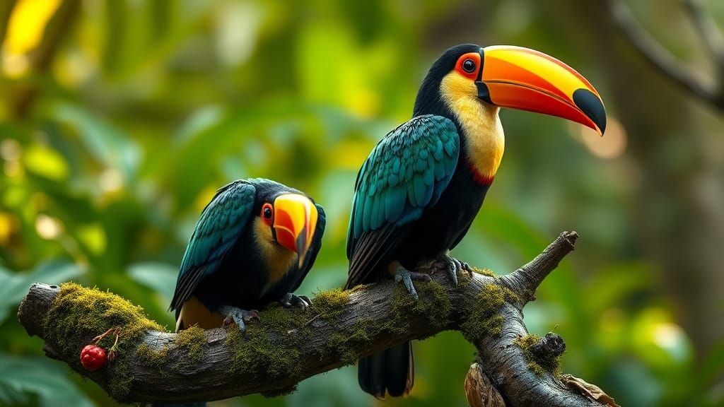 Vibrant Toucan with Berry in Macro Detail