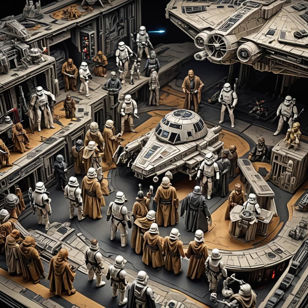 Star Wars Pop-Up Book in Hyperrealistic Style