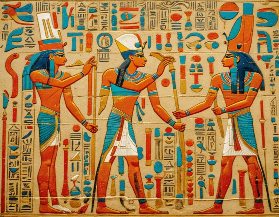Horus Hypnotizes Initiate: Ancient Egyptian Hieroglyph