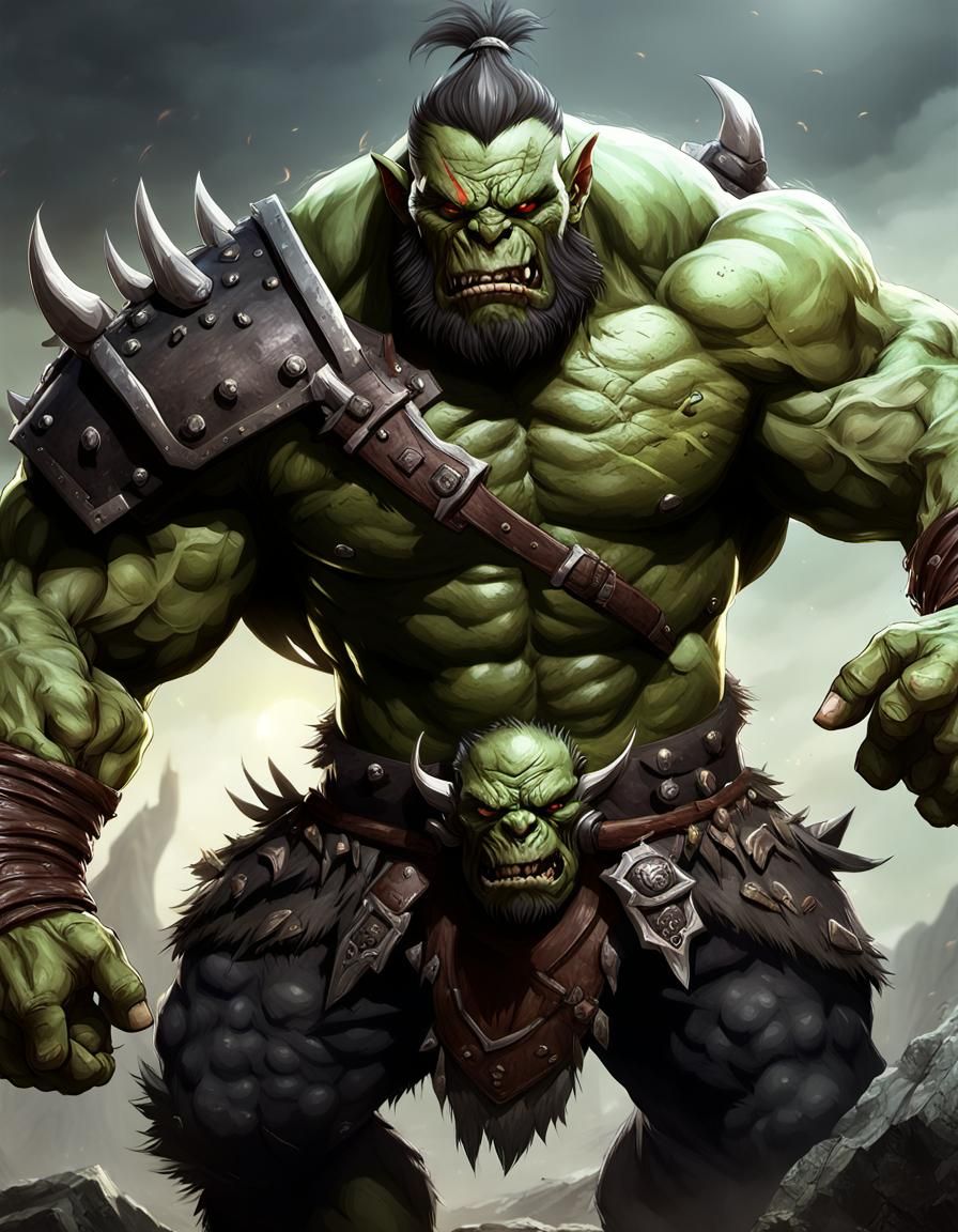 Orc monster massive muscular muscle Man Savage worrior