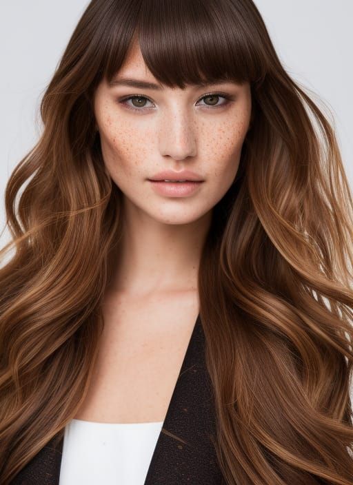 Brown-Haired Girl Portrait with Freckles in Natural Light
