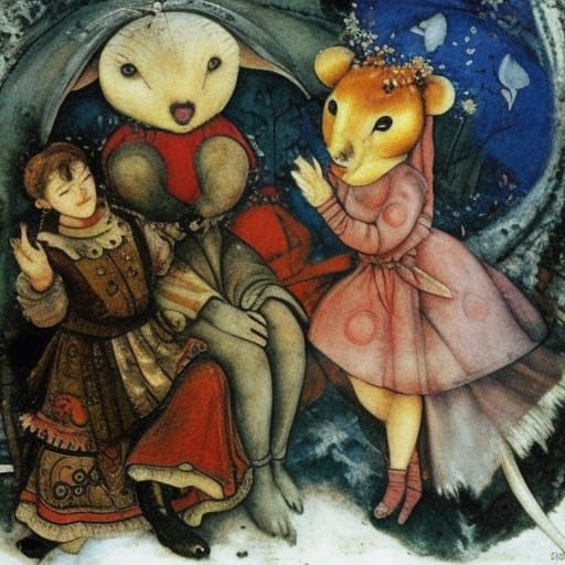 Steampunk Mouse in Winter Fantasy Fairycore