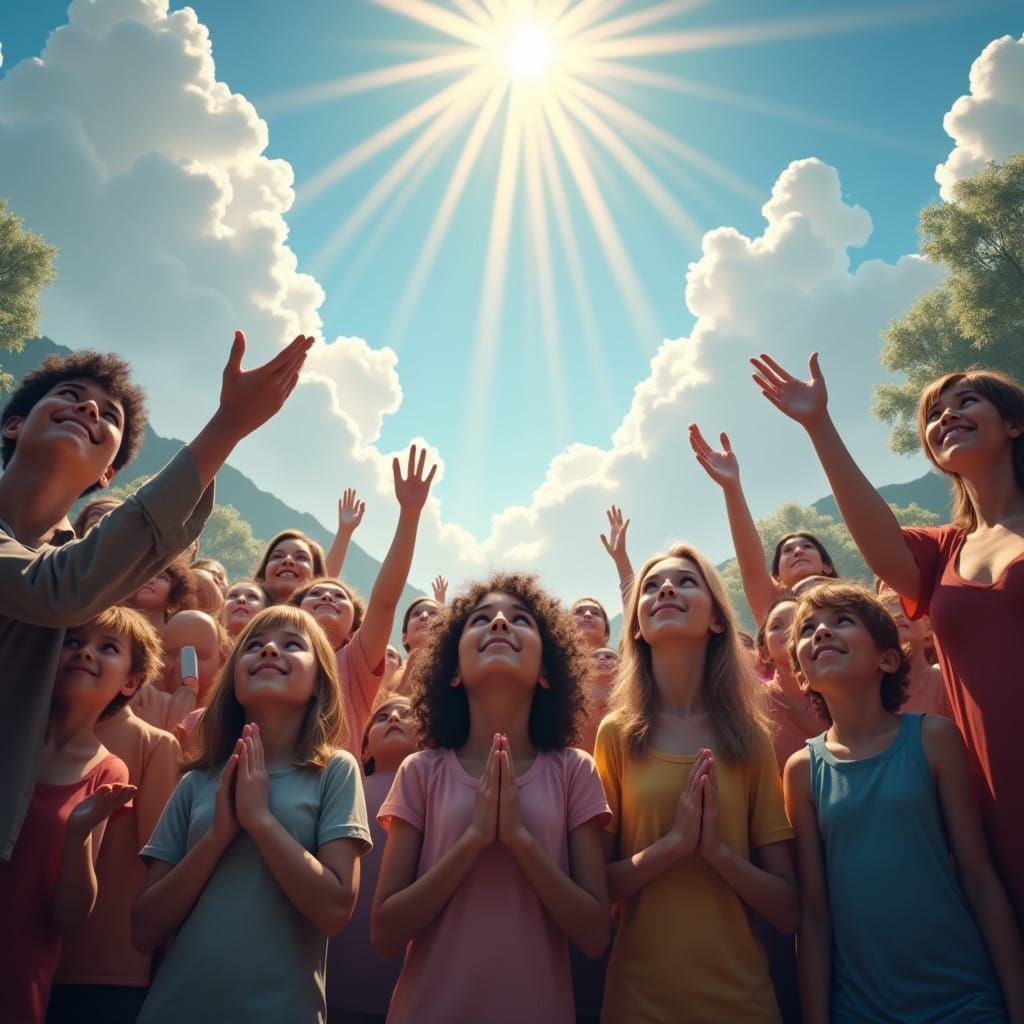 Hopeful Gathering under Radiant Skies