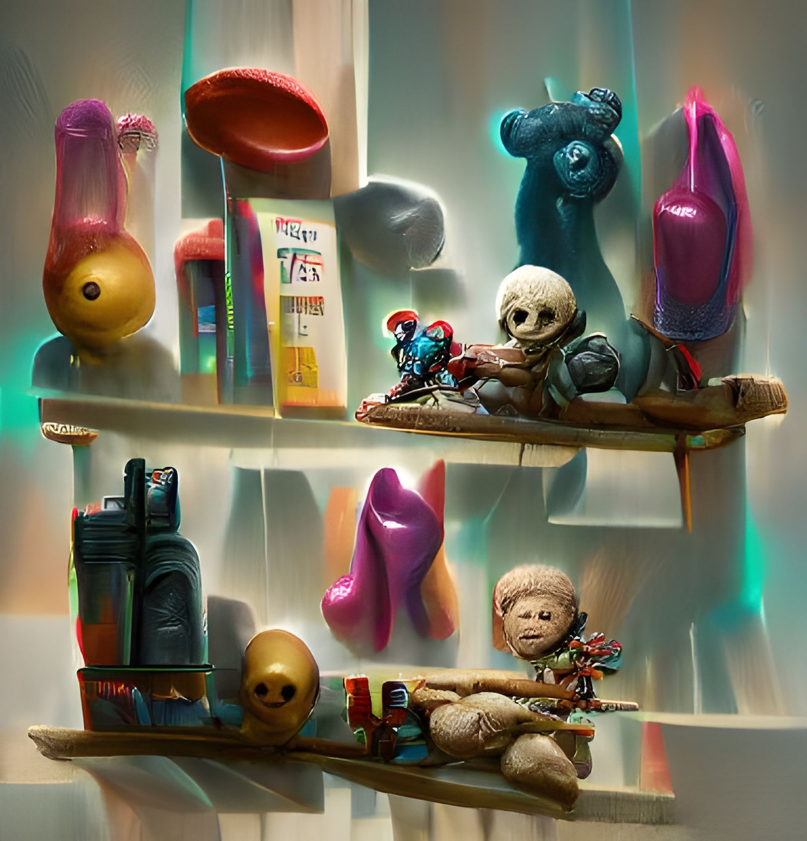 Toys on a Shelf, Fantasy Digital Art