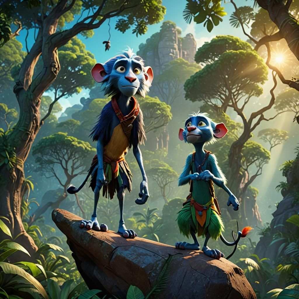 Rafiki in Vibrant Jungle: Pixar-Style 3D Art