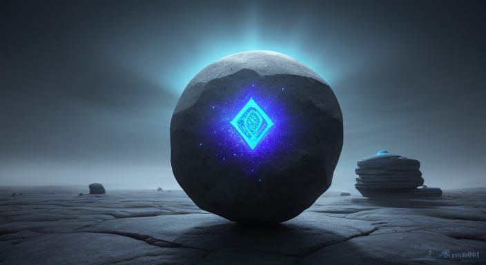 Mysterious Glowing Stone in Ethereal Mist