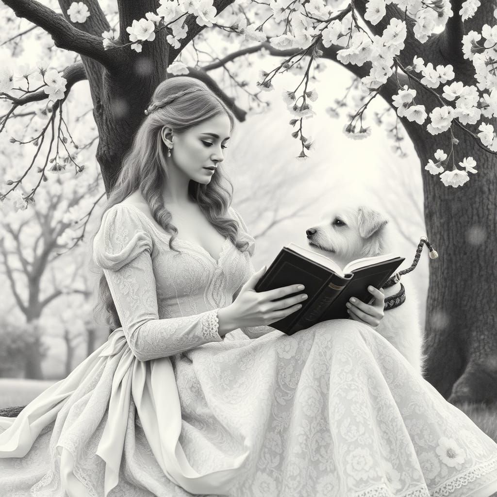 Elegant 1700s Swedish Princess in Whimsical Pencil Sketch