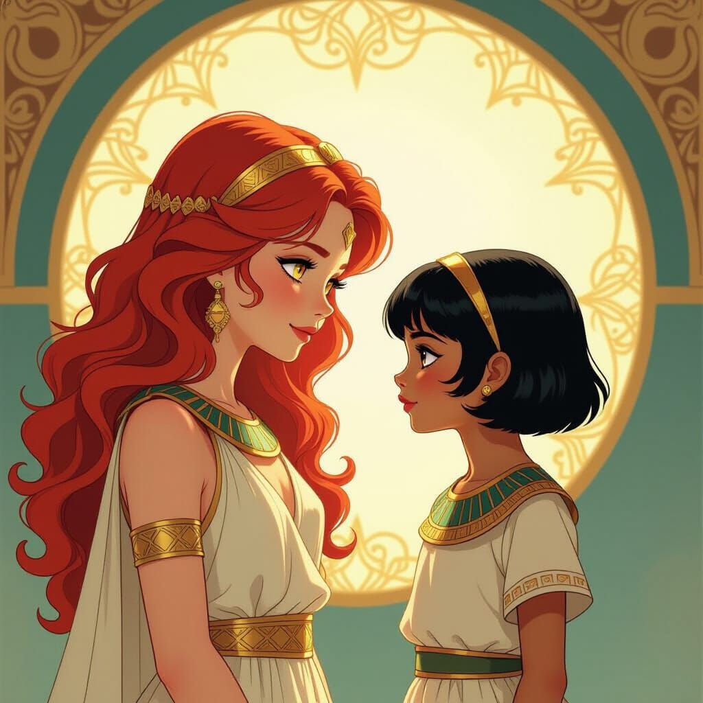 Olympian Goddess of Light Meets Demigoddess Daughter of Bast...