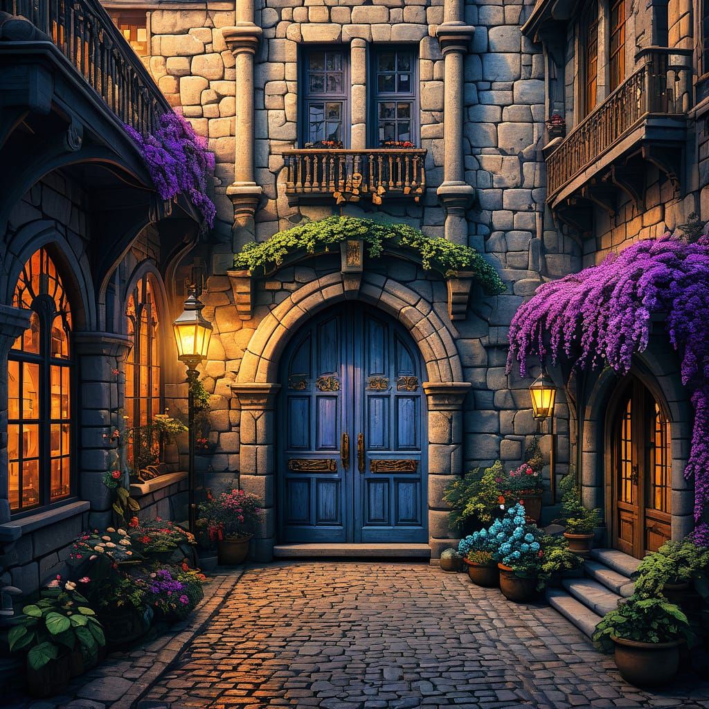 Ethereal Fantasy Castle Skyscraper in Detailed Matte Paintin...