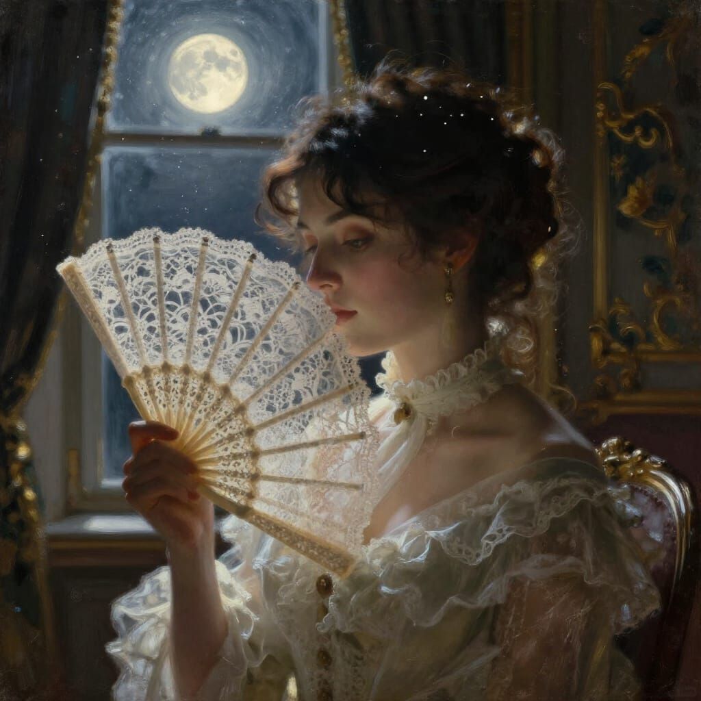 Victorian Lady Portrait in Moonlight
