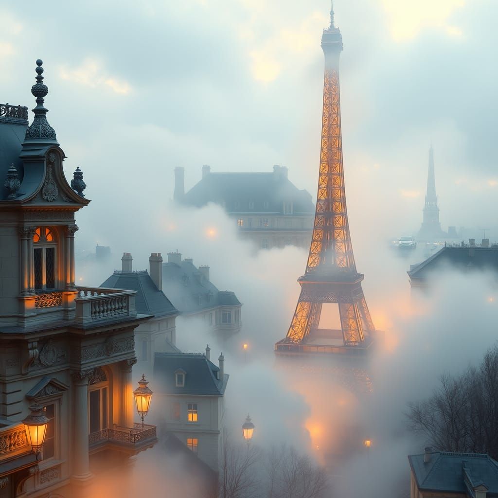 Romantic Paris in Golden Dawn Light