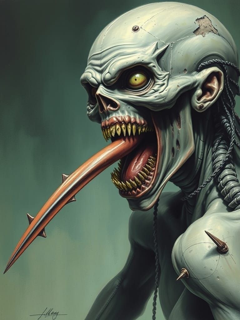 Frightening Female Figure with Sword-Like Tongue