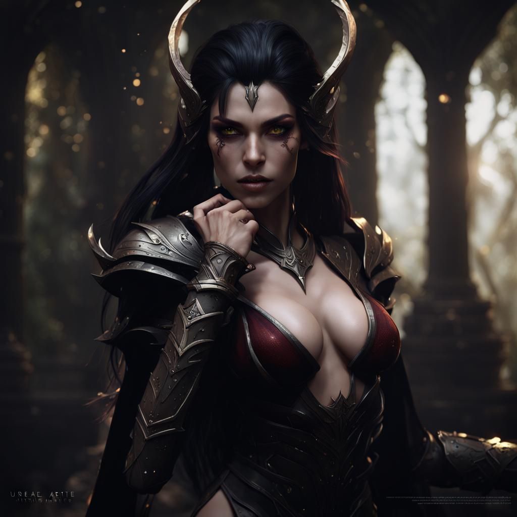 Lustrous Dark Elf Luring in a Sunny Forest