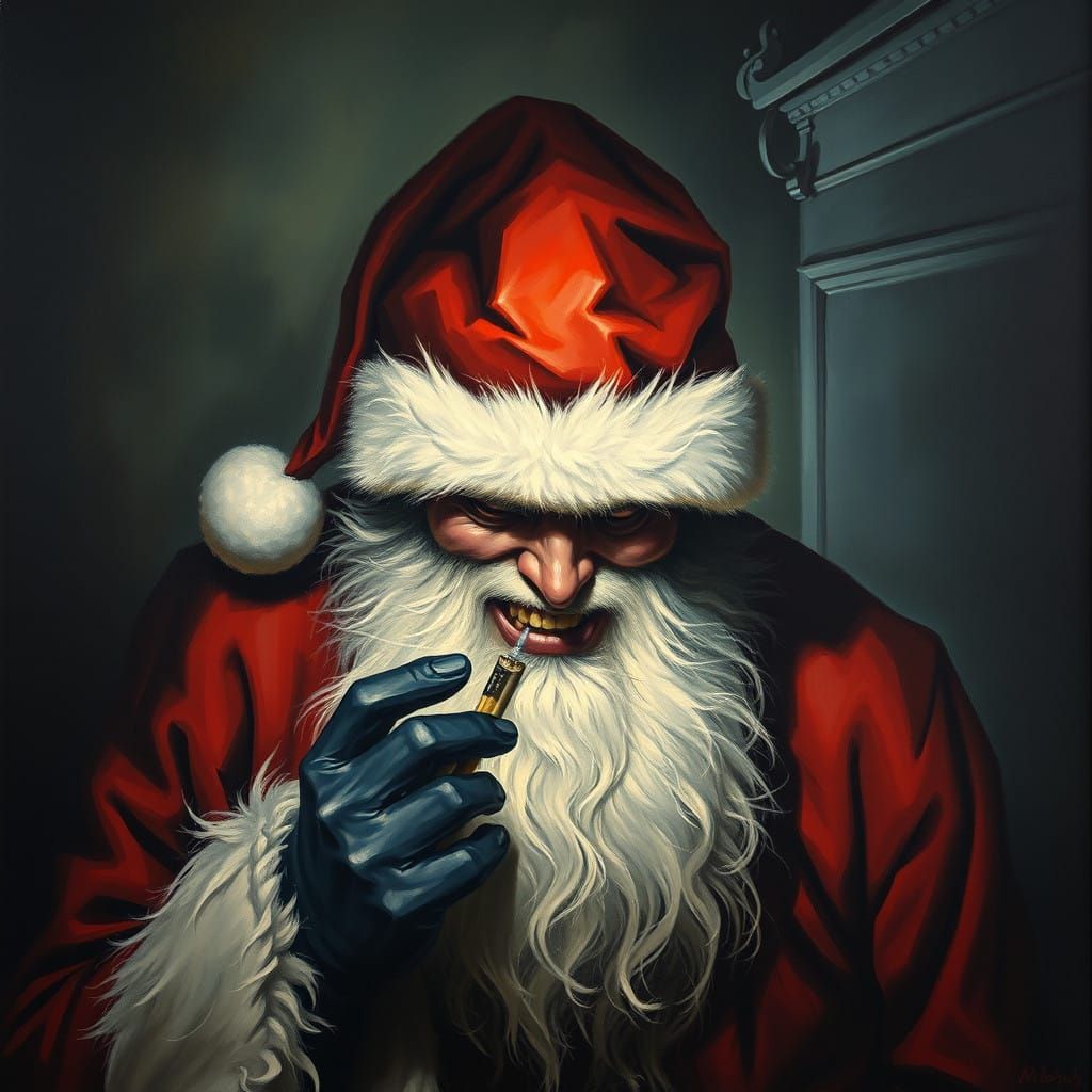 Cyberpunk Santa Claus in Film Noir Style