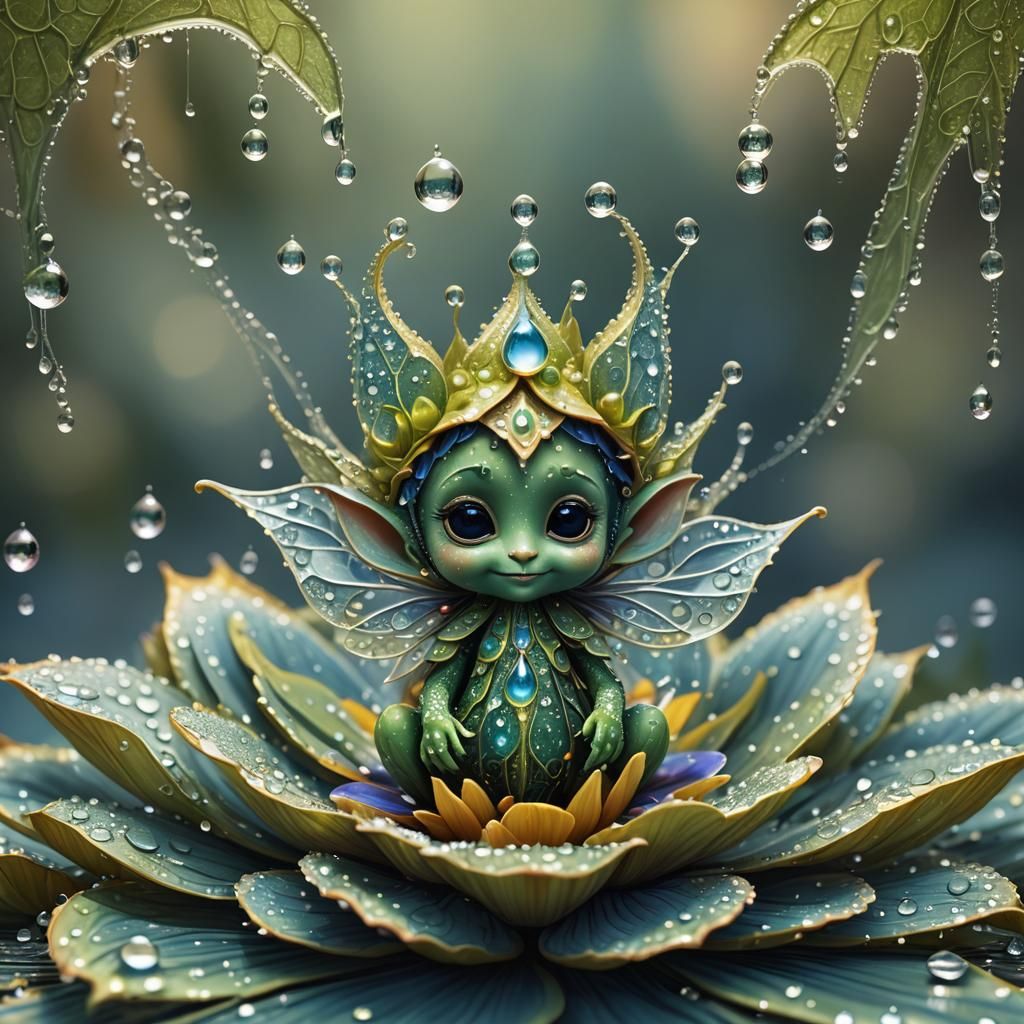 Tiny Duende on Lotus Flower: Macro Photography