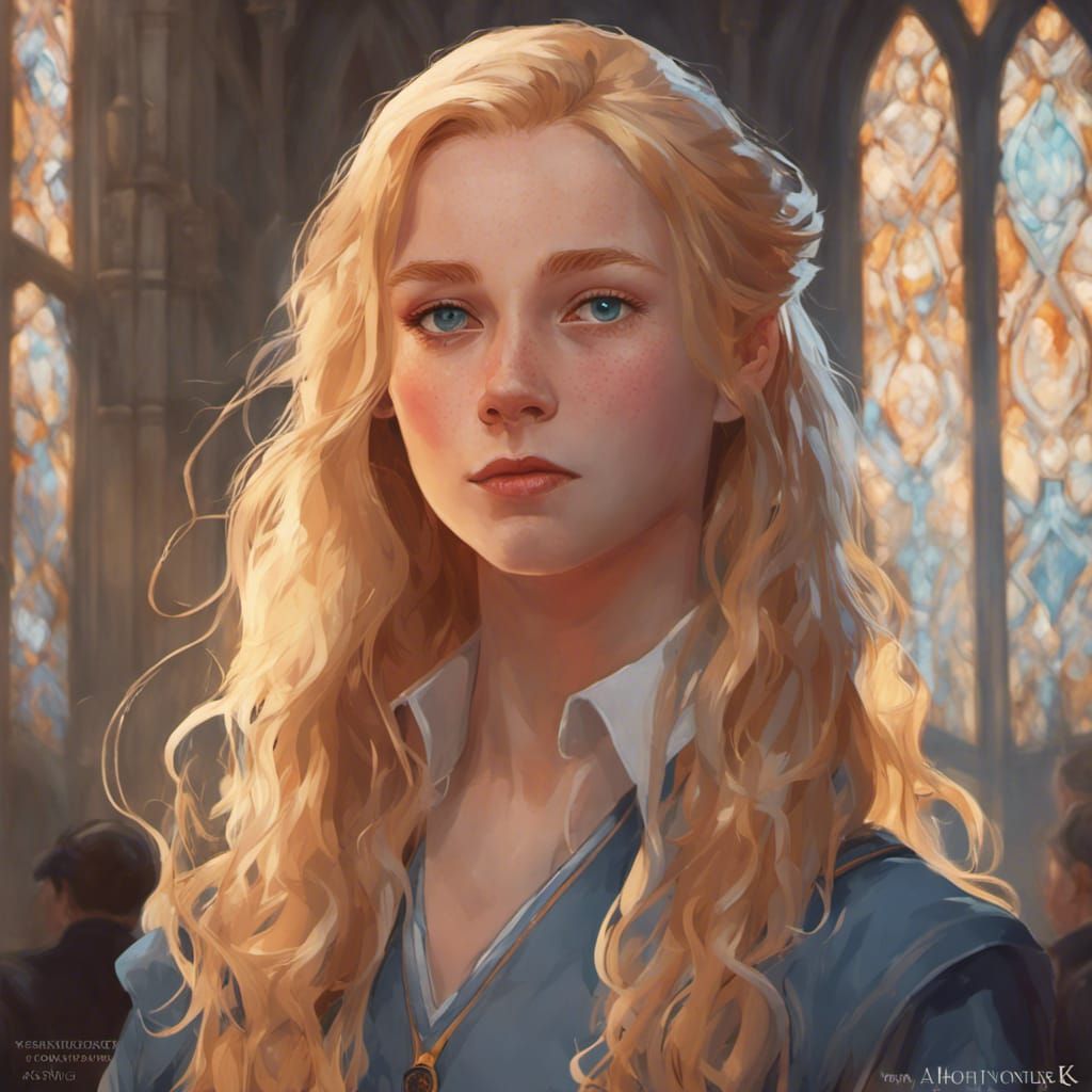 Victoire Weasley Gryffindor Portrait in Art Nouveau Style