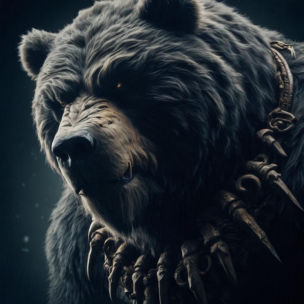 Ominous Kodiak Bear in Elemental Darkness