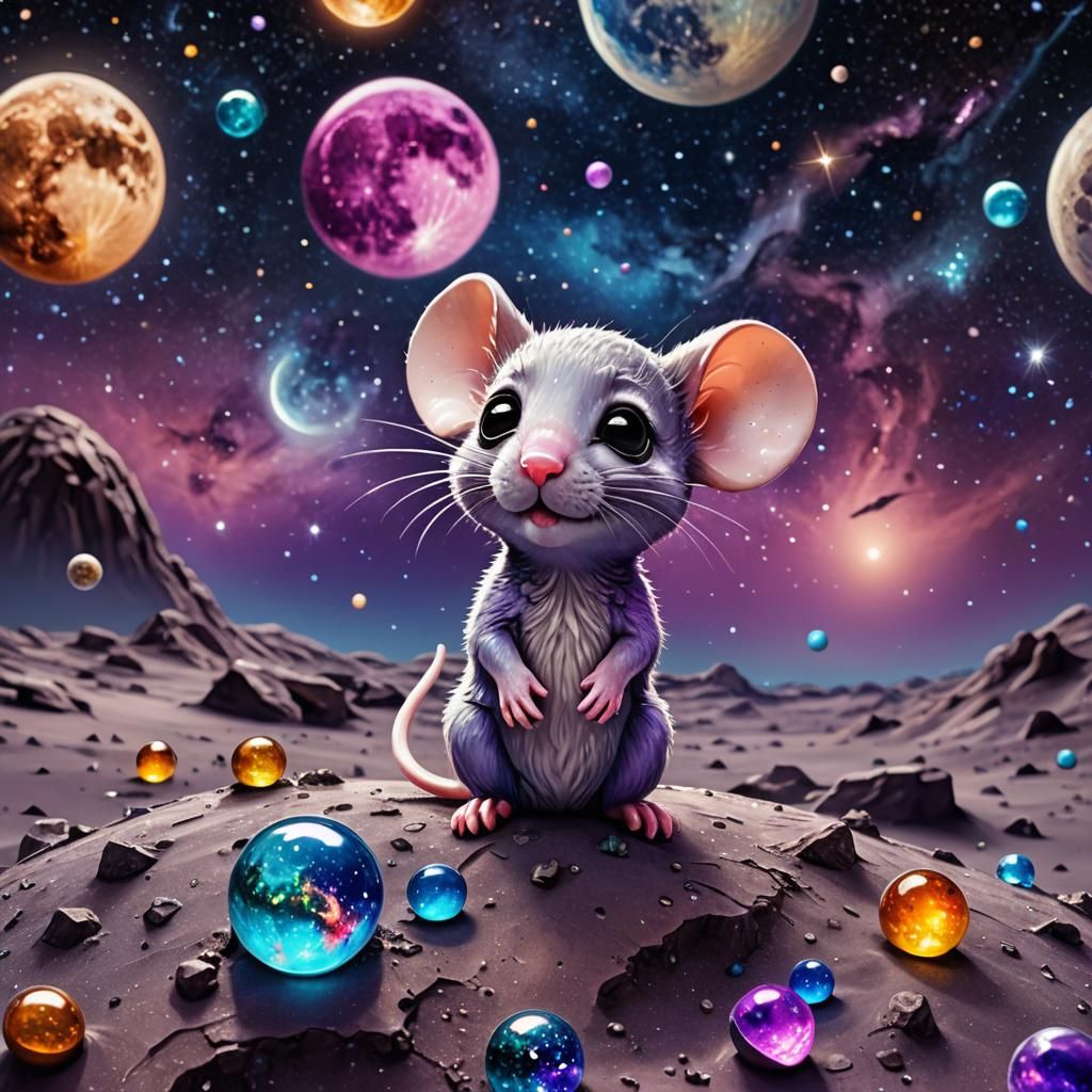 Glass Mouse Gazes at Starry Sky