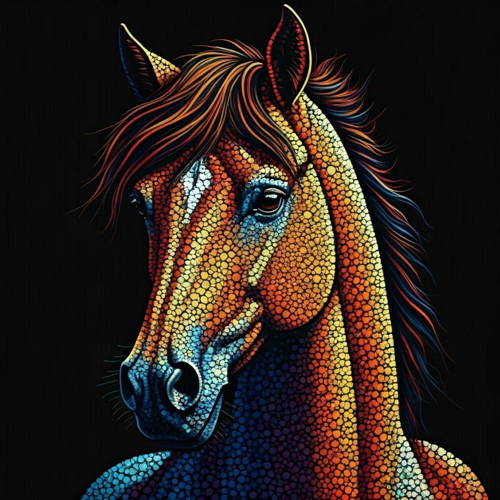 Vibrant Horse Portrait in Jean Paul Gaultier-Inspired Dots
