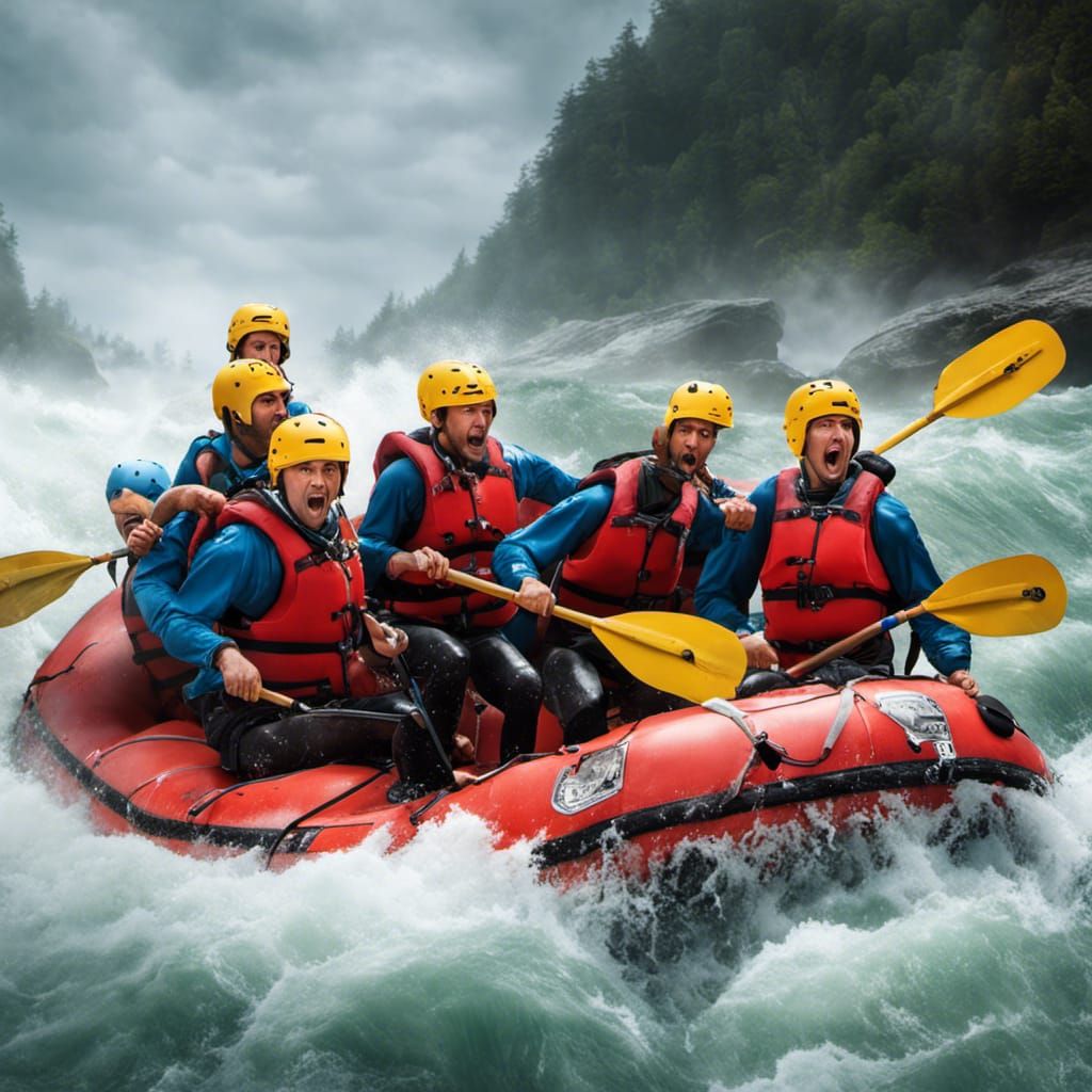 Terrified Faces on Capsizing Raft: White Water Adventure
