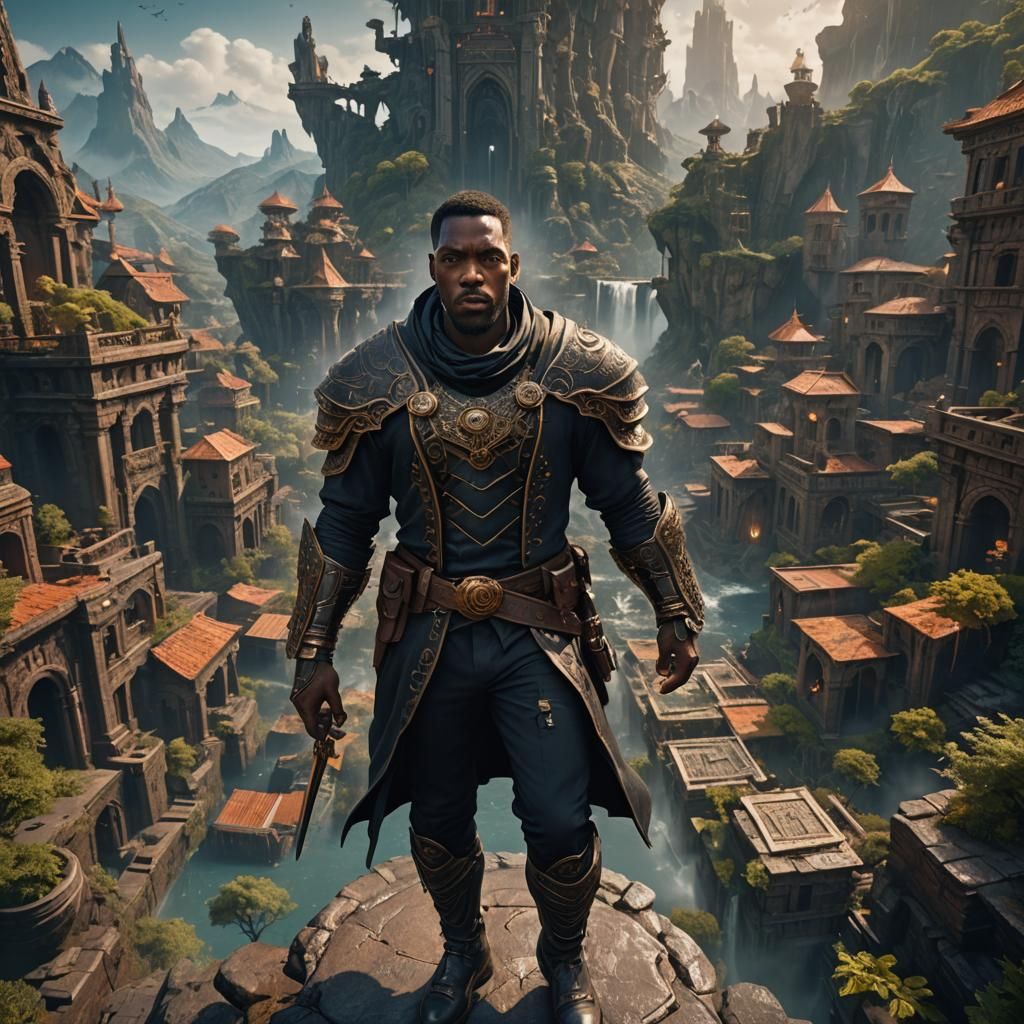 Detailed Matte Painting of Black Man in 8k