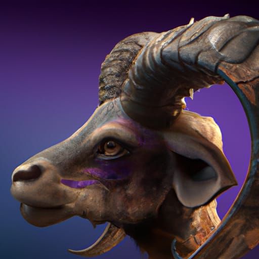Detailed Goat Head: Fantastical Matte Painting