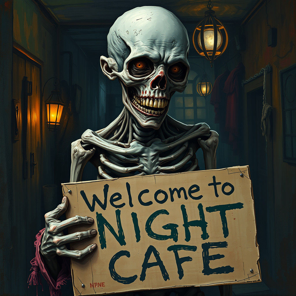 Zombie Greets Visitors in Van Gogh and Beksiński Styles