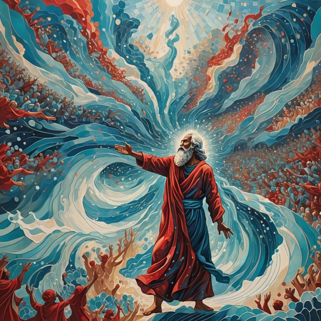 Moses Parting Red Sea in Digital Surrealism