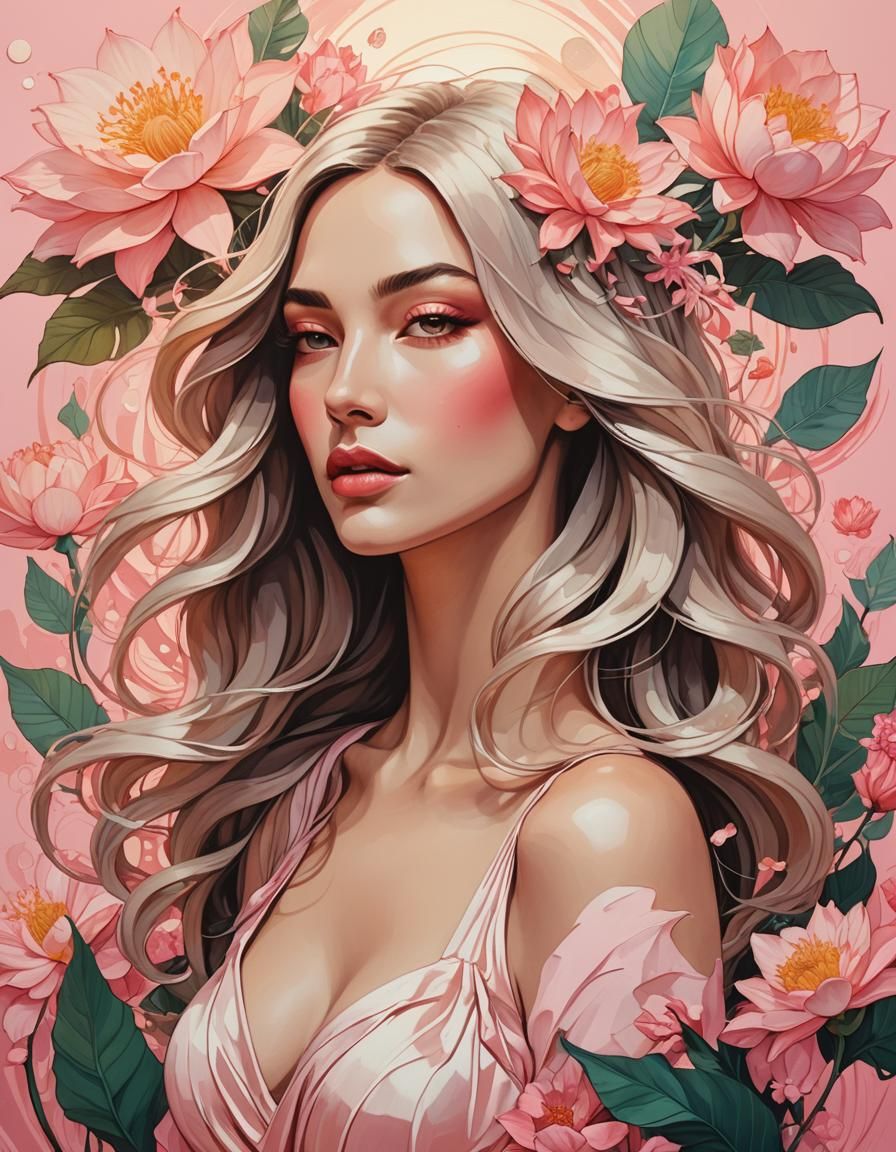 Minimalist Portrait: Woman with Flowing Hair