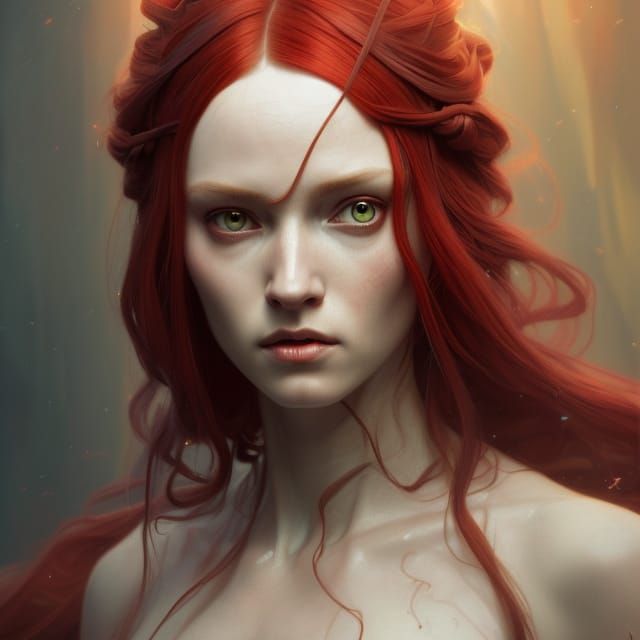 Hyperrealistic Jedi Lady Portrait in Art Nouveau Style