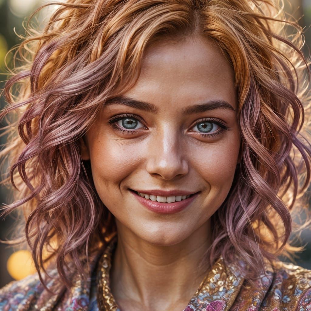 Happy Female Portrait in Vivid Colors