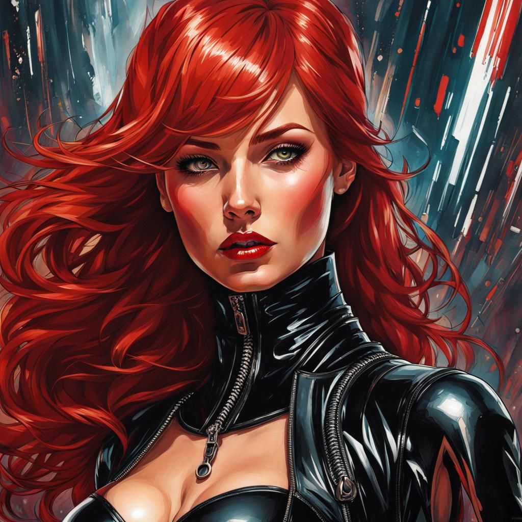 beautiful  lady black latex costume