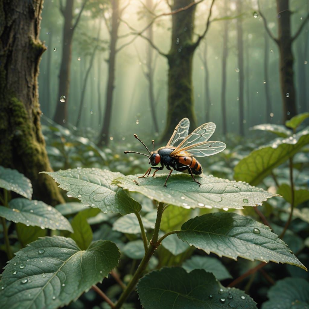 Whimsical Watercolor Forest Scene in Soft Pastel Hues