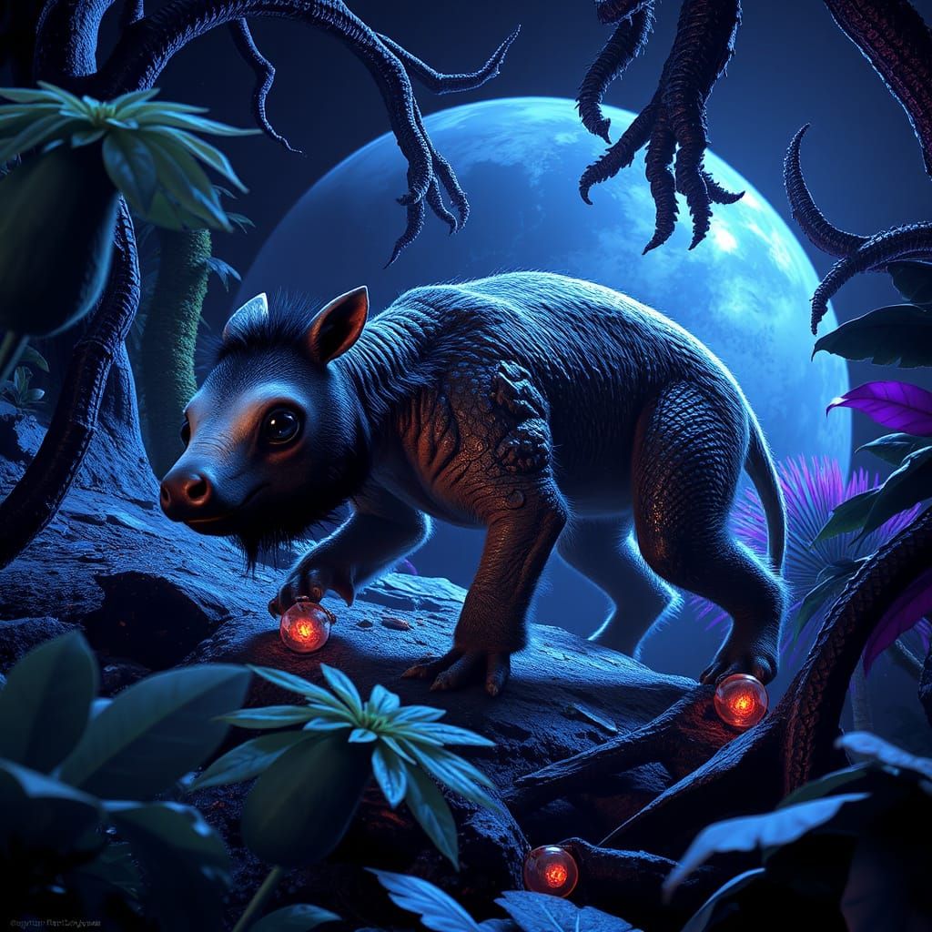 Alien Exoplanet Creature in Xenobiological Style