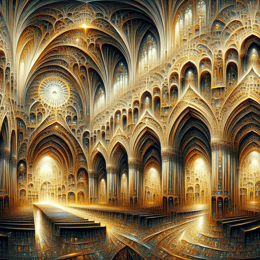 Gothic Architecture with Arches and Chaotic Doorways