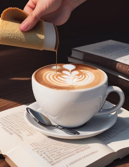 Book Soaked in Coffee: Photorealistic Library Ad