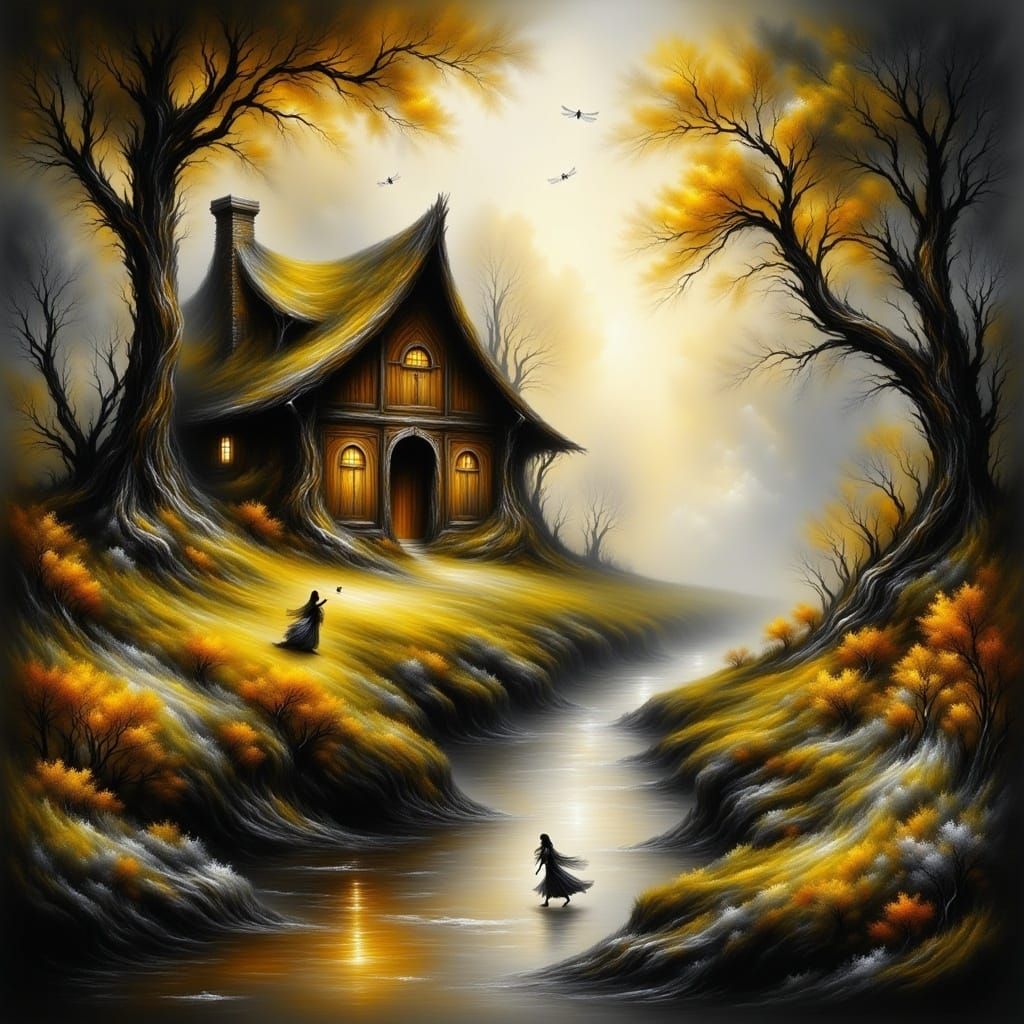 Whimsical Woodland Fantasy with Dancing Fairies and Dragonfl...