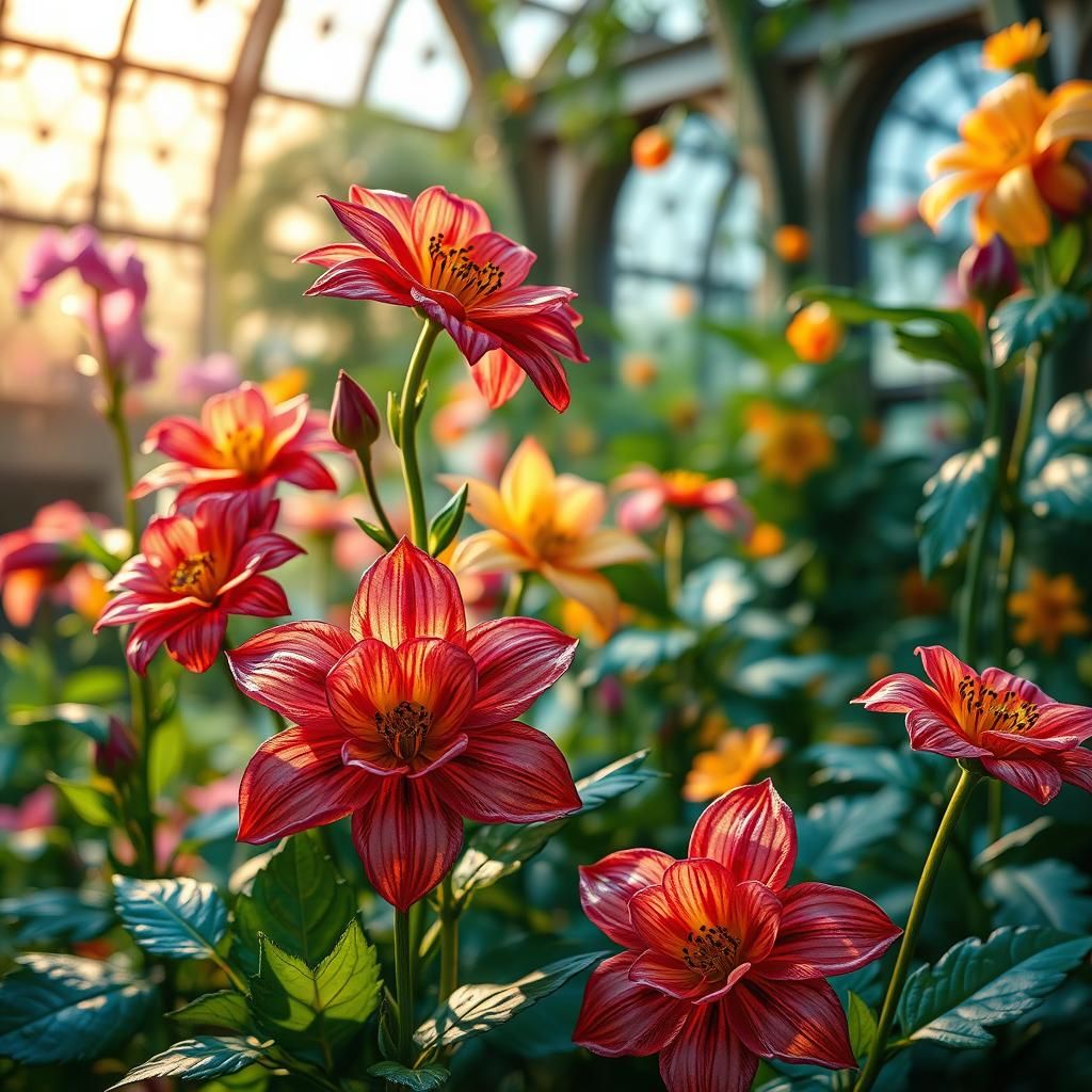 Gemstone Flowers Bloom in Art Nouveau Garden