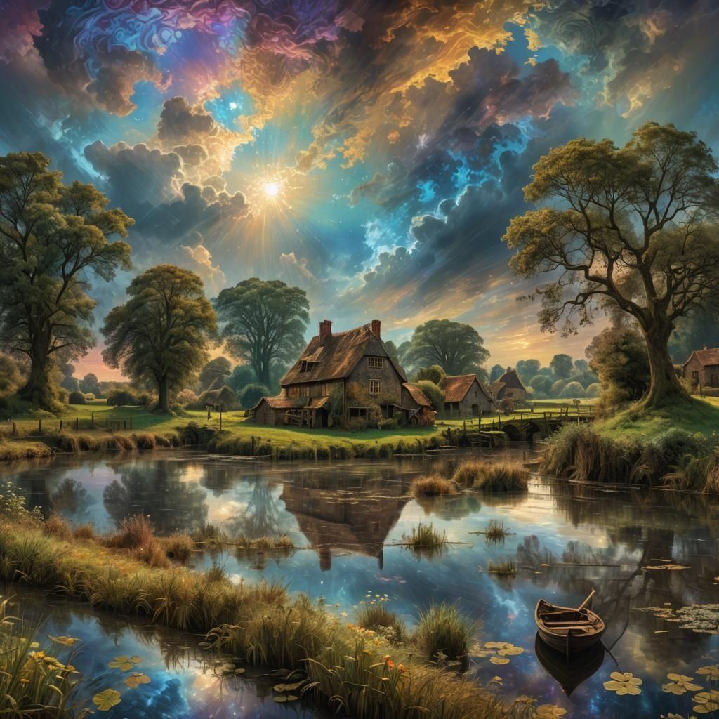 Constable landscape withTurner sky in iridescent colour