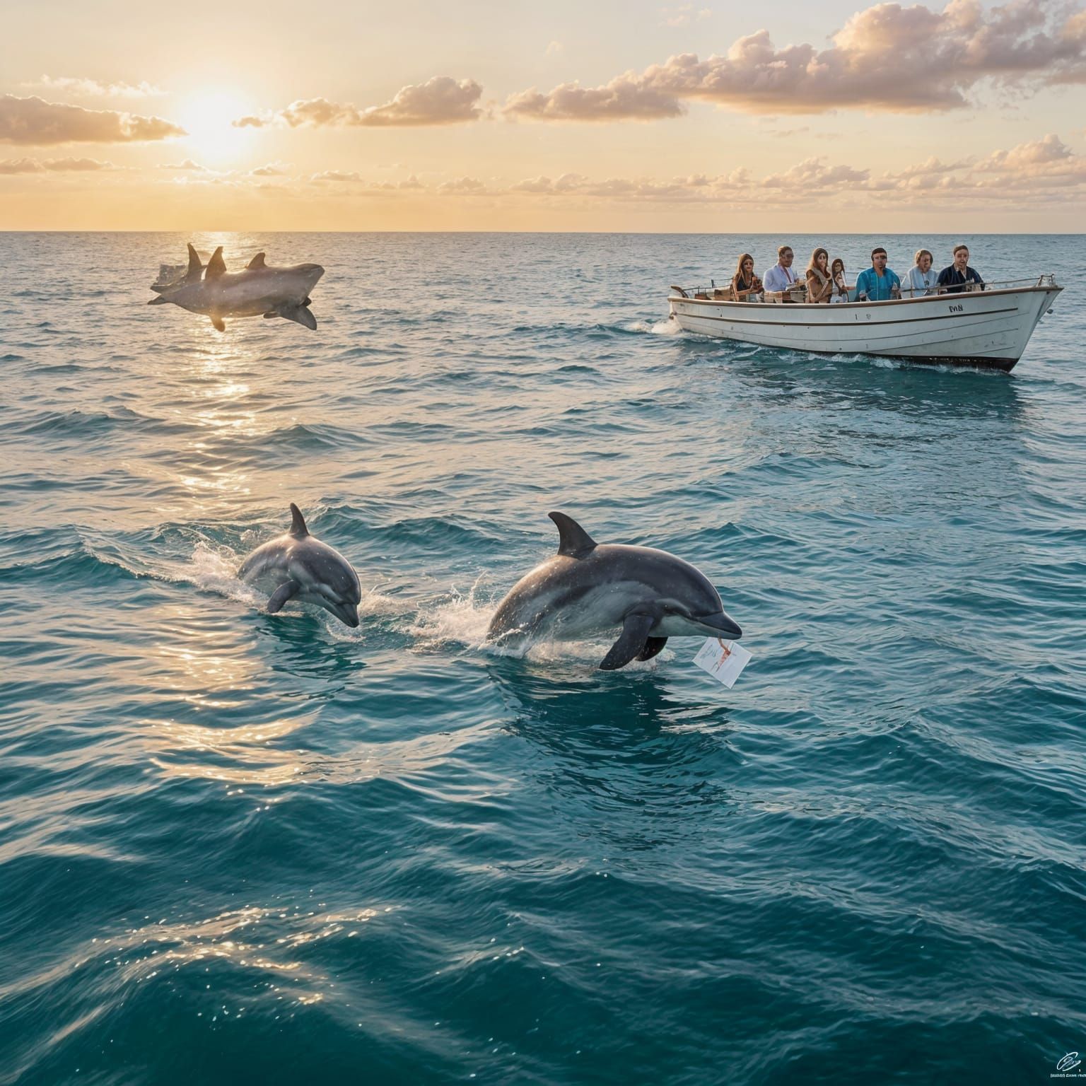 Dolphins Deliver Mail Following Boats in Ocean